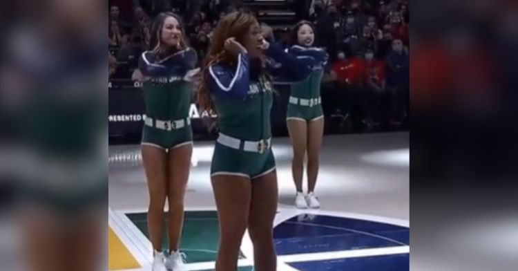 A Utah Jazz Dancer got confused during the choreography until she realized it was a proposal!