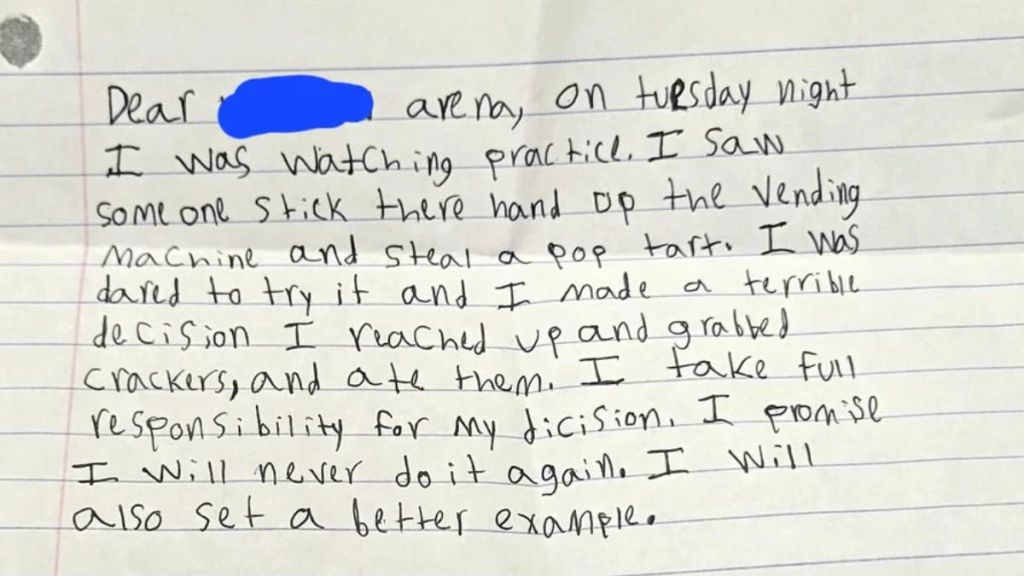 A wholesome, handwritten message on a piece of notepaper.
