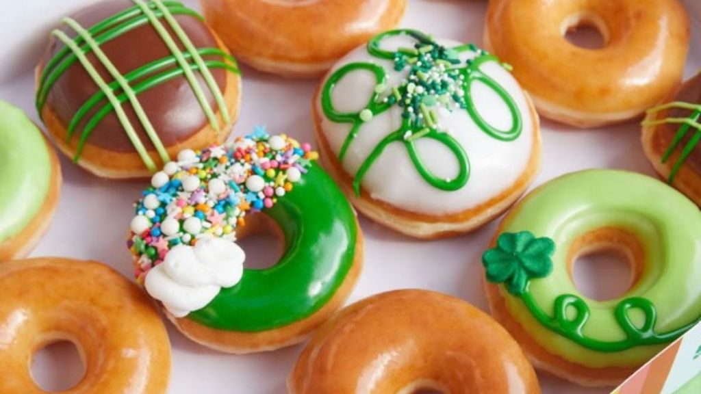Image shows the four special doughnut creations from Krispy Kreme to celebrate St. Patrick's Day.