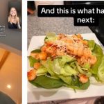 Left image shows a father and daughter phone conversation with her telling him he needs to make changes in his lifestyle. Right image shows a healthy meal he began eating after the conversation.
