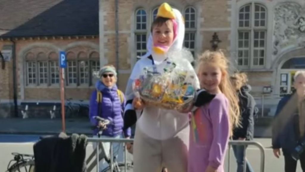 Image shows 9-yr-old Cooper Wallace after he won the European Screeching Competition in Belgium.