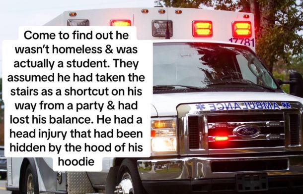 Image shows an ambulance in the background with words overlayed explaining about the incident.