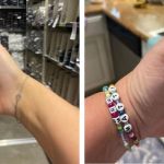 People wearing letter and name bracelets to honor someone.