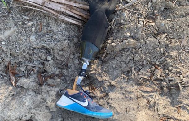 Found prosthetic leg laying on the ground in a lumber yard.