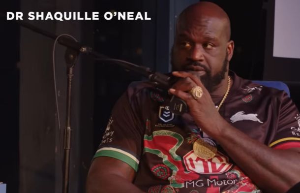 Dr. Shaquille O'Neal during an interview on the "Be Better Off Show" discussing business goal setting and how he earned his master's degree.