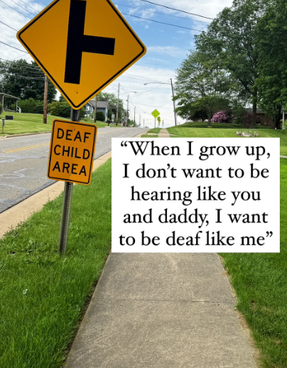A wise quote from a deaf boy written over a picture of a street.