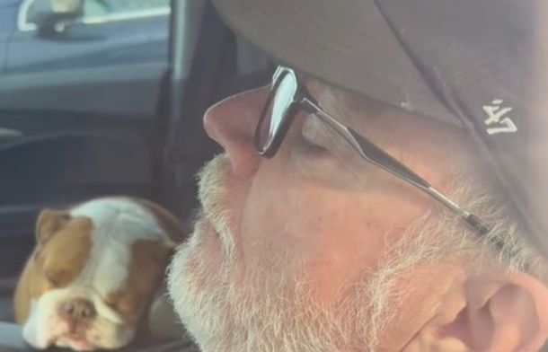 Husband "taking the dog for a walk" by sleeping in an air-conditioned vehicle.