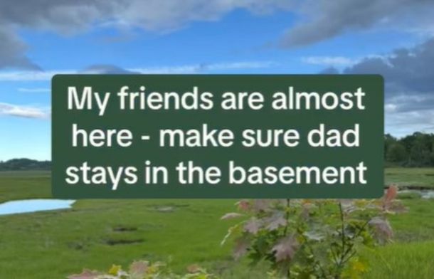 In a text from a teenager, a parent received the message, "My friends are almost here - make sure dad stays in the basement."