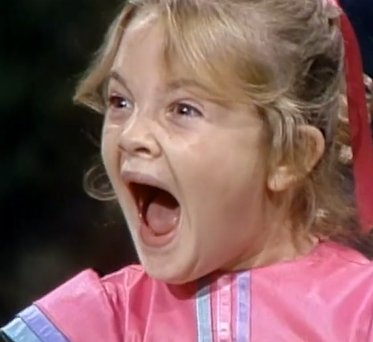Drew Barrymore at seven years old screaming on television.