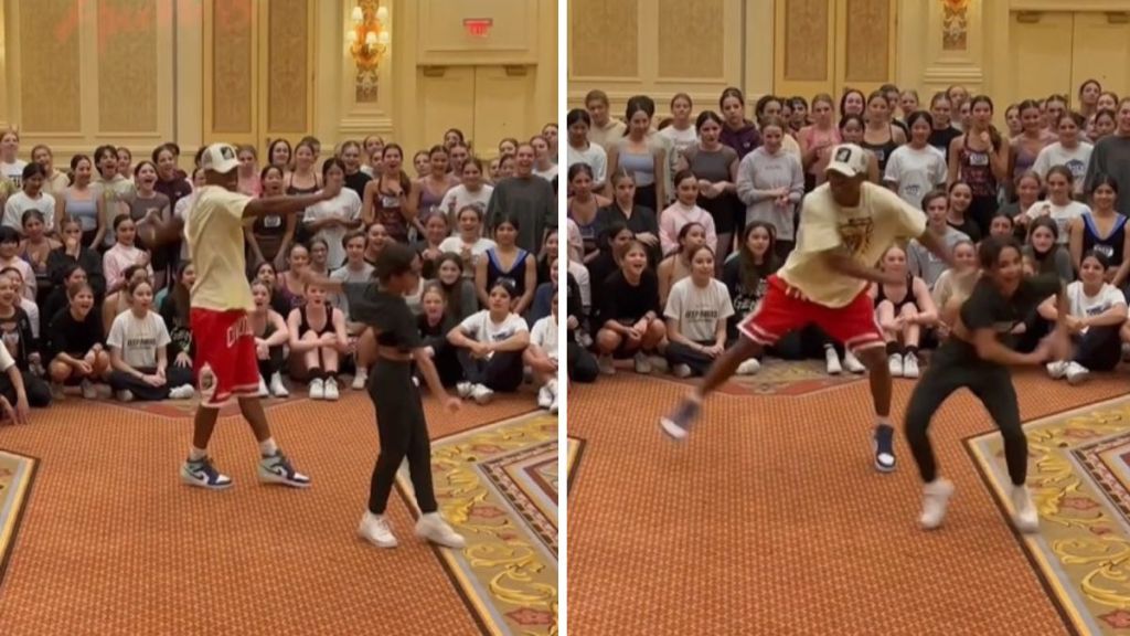 Images show dancer Mariandrea Villegas and choreographer Phil Wright squaring off during a dance battle.