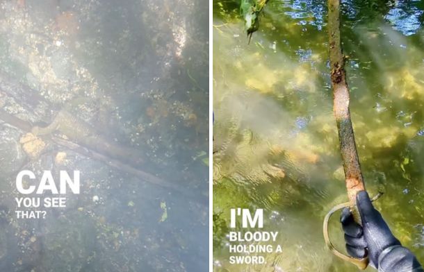 Treasure Hunter Discovers 19th Century Sword Submerged In A River