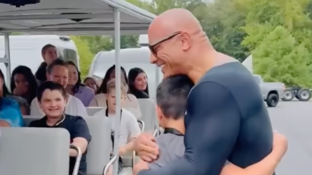 Dwyane The Rock Johnson meets biggest fan