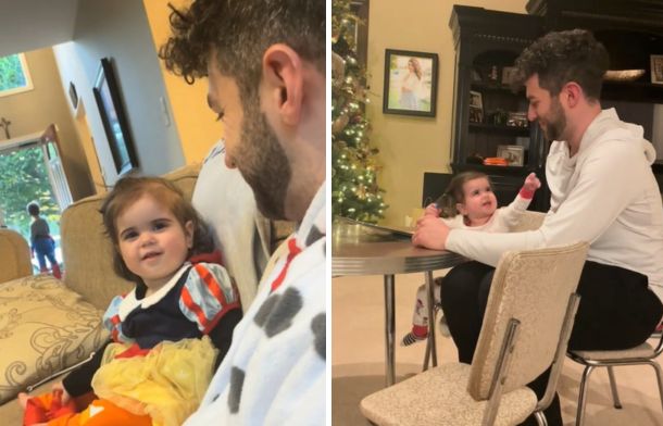 Images show an uncle interacting with his cute niece during holiday celebrations.