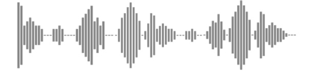 Image shows a random sound wave generated on an oscilloscope.