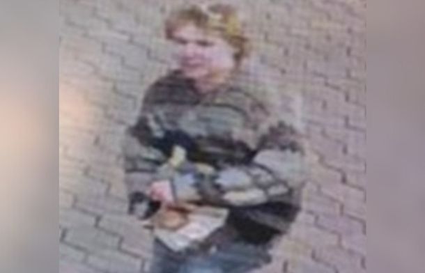 Image shows the suspect walking away with the stolen baby Jesus from the nativity scene in Fort Collins, Colorado.