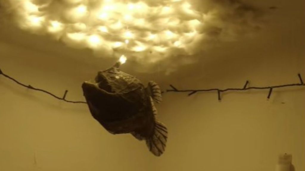 Image shows the anglerfish tribute in its place of honor.