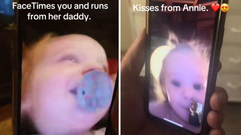 Images show Baby Annie on Facetime with her Grandparents.