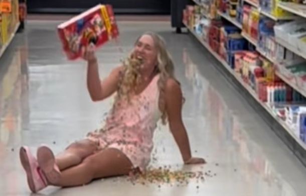 During a cereal photoshoot for senior pictures, a slight mishap occurred.