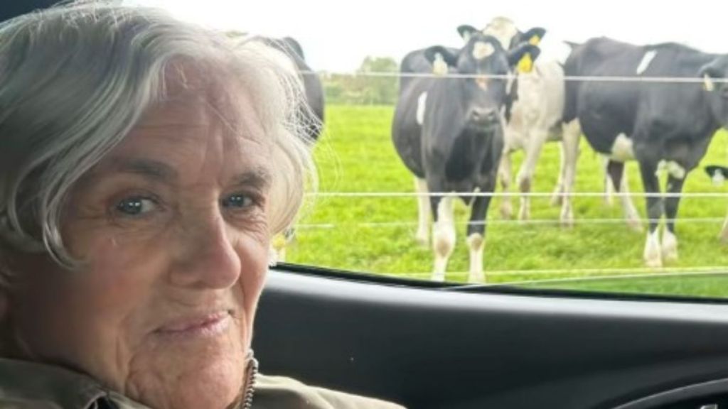 Image shows a grandma demonstrating a cow call on a trip through Ireland.