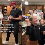 Images show a family that loves to dance in the kitchen.