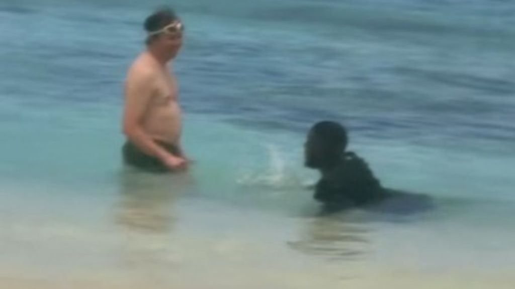 Image shows a wholesome husband who can make friends anywhere.