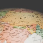 Close up of China on a globe