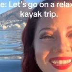 Image shows an optimistic kayaker before they realized they were boating over a jellyfish bloom.
