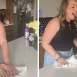 Images show professional singer Emily Senn singing during one of her kitchen concerts.