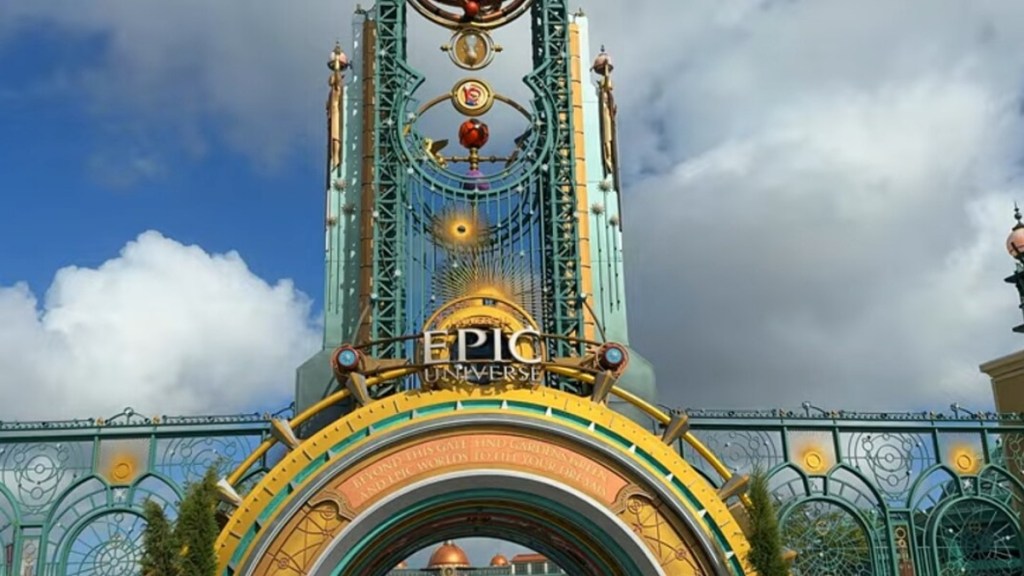 Close up of the entrance to Epic Universe at Universal Studio