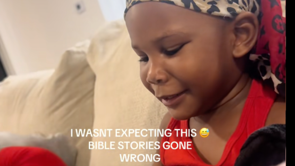 Hilarious Little Girl Makes Up Her Own Creation While ‘Reading’ the Bible