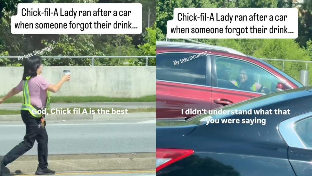 Chick-fil-A Employee Shocks Drivers Running in Traffic to Give Customer Forgotten Drink
